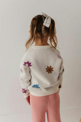 Girls Knit Sweater in Flower Pop