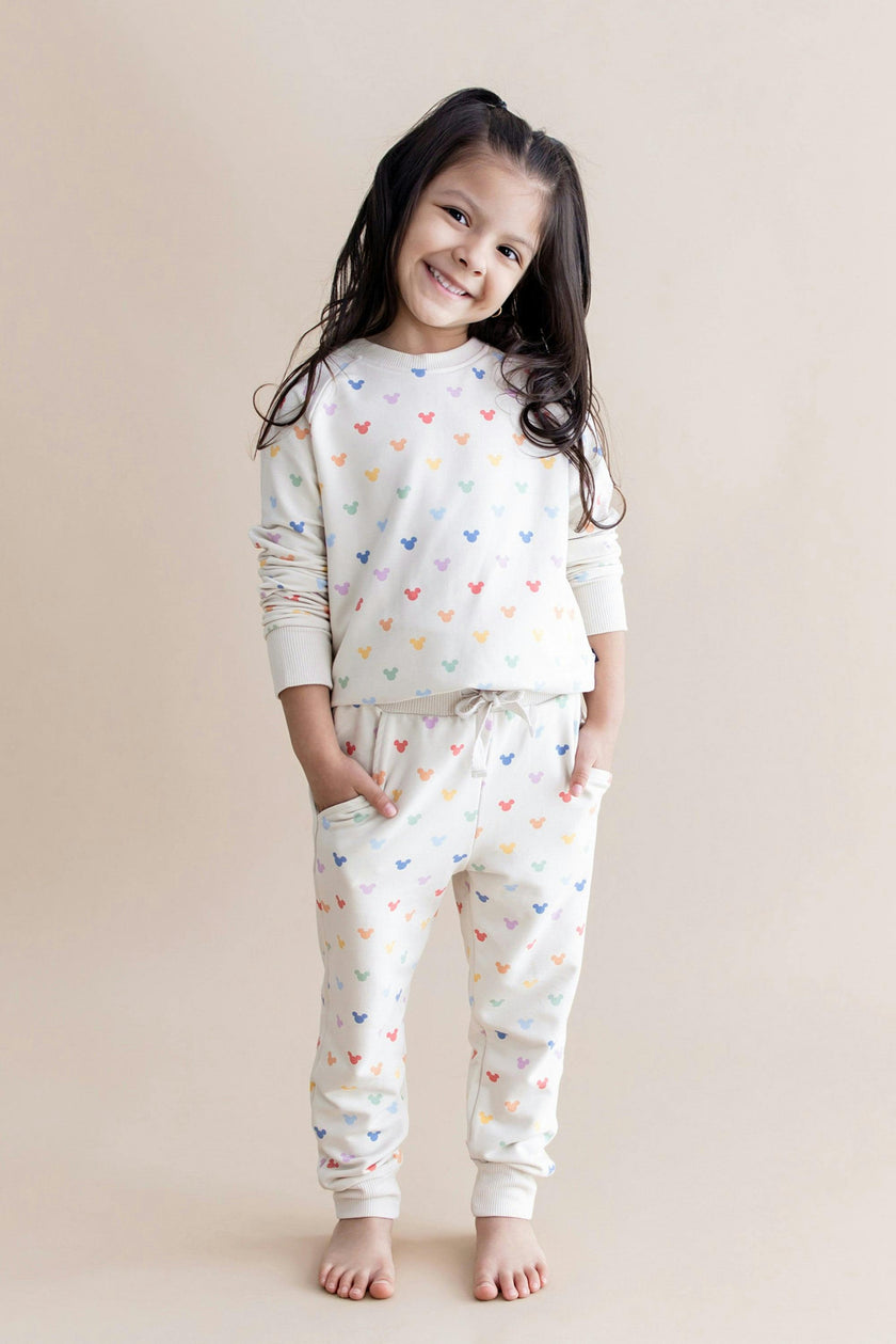 Long Sleeve Jogger Set in Pastel Mickey Mouse