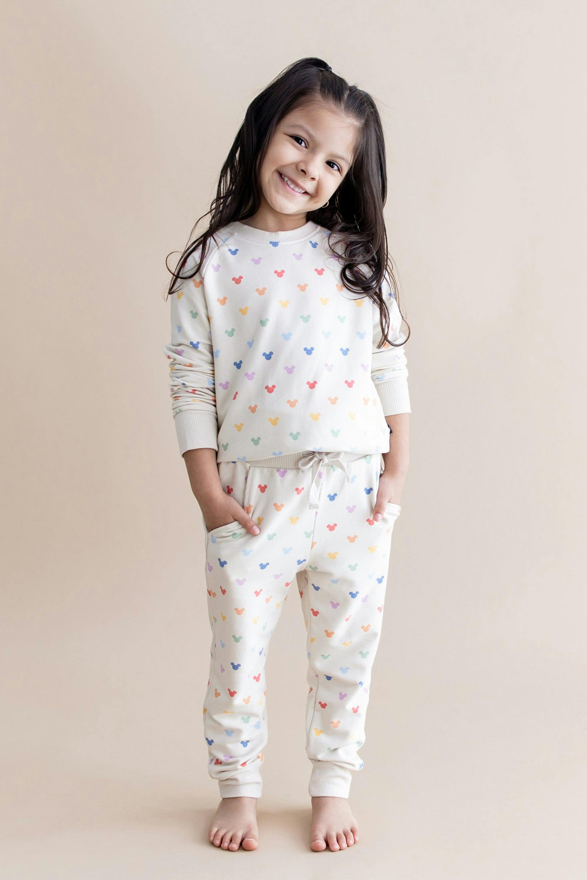 Long Sleeve Jogger Set in Pastel Mickey Mouse