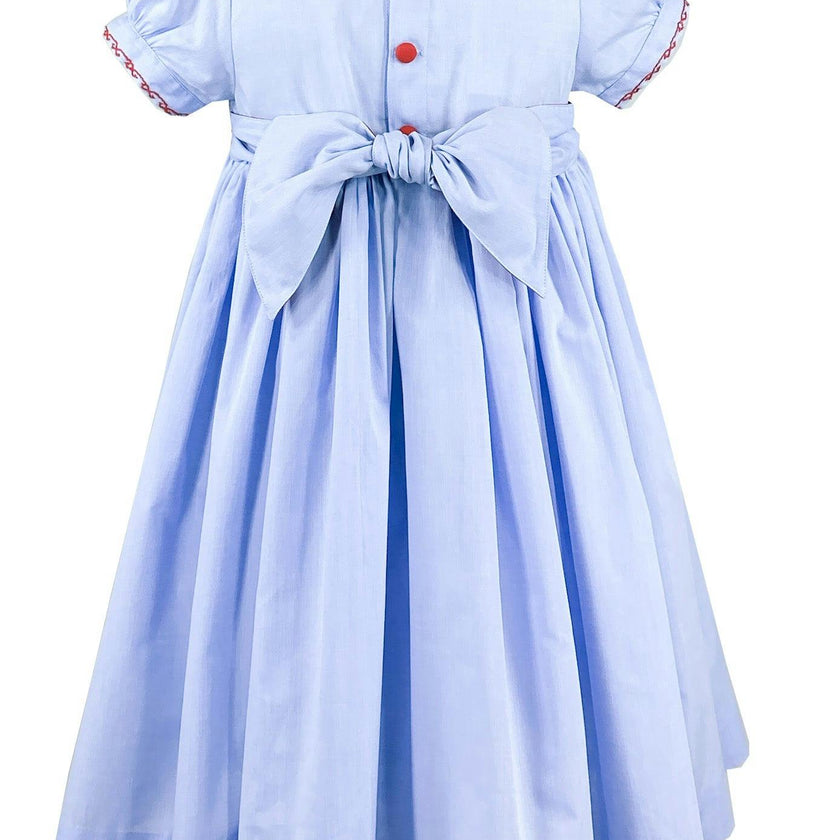 Lavender Blue Princess Charlotte Hand Smocked Embroidered Collar Short Sleeve Dress with Bloomer (12mo - 3 yrs)
