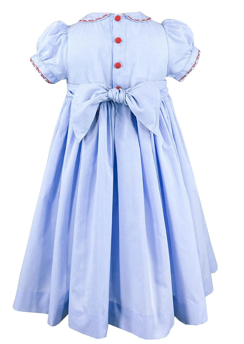 Lavender Blue Princess Charlotte Hand Smocked Embroidered Collar Short Sleeve Dress with Bloomer (12mo - 3 yrs)