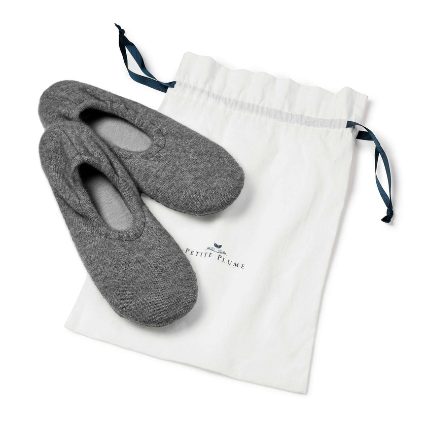 Women's Cashmere Slippers in Dark Grey