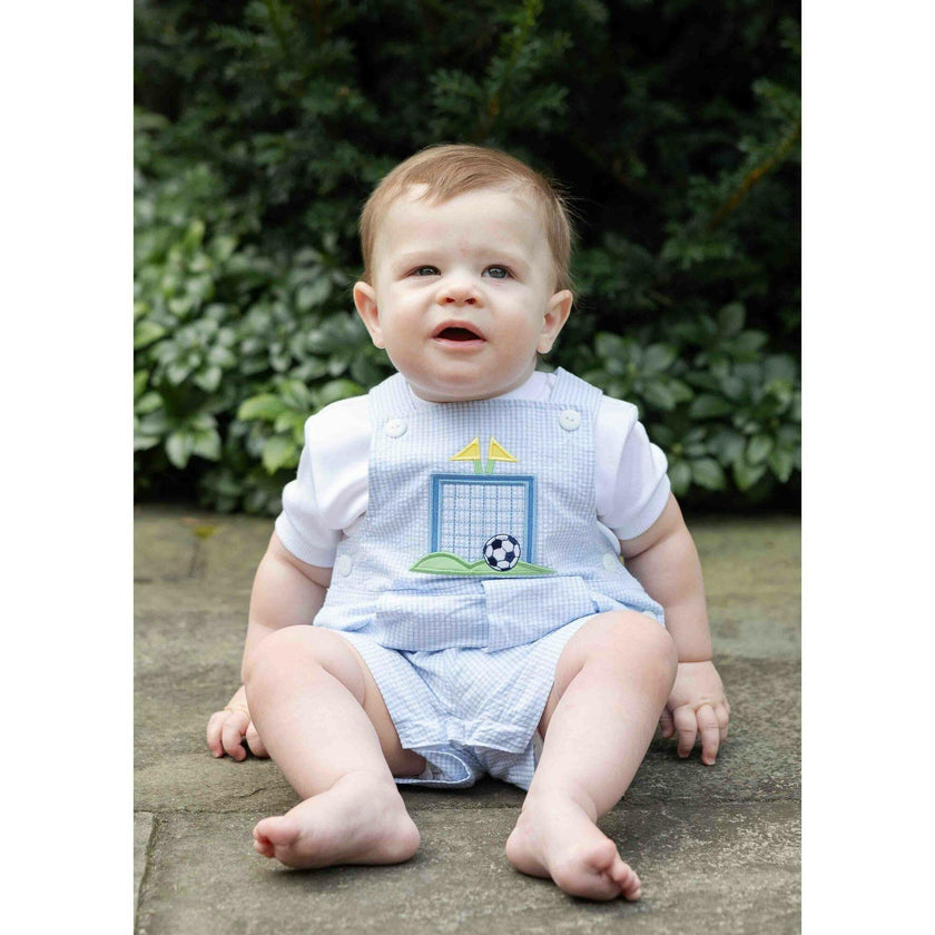 Check Seersucker Shortall With Soccer Goal