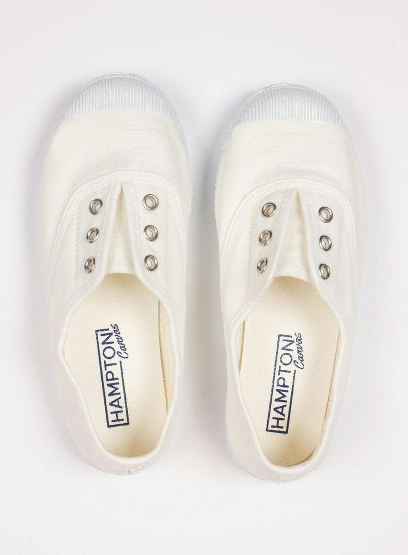 Hampton Canvas Plum Plimsolls in White