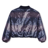 Navy Sequin Zip Jacket