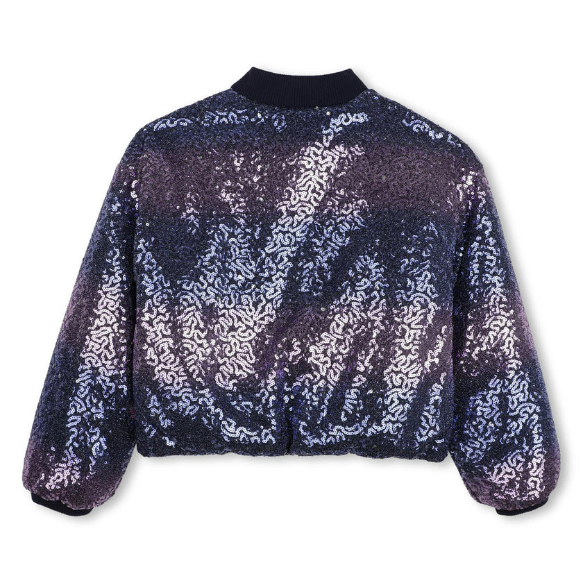 Navy Sequin Zip Jacket