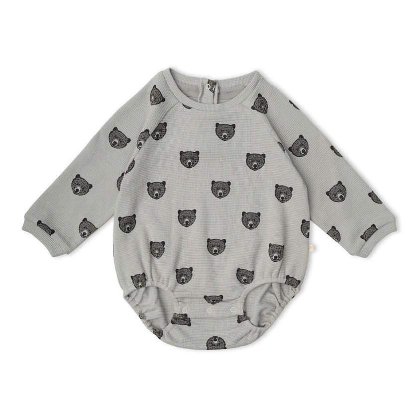 Organic Long Sleeve Bubble Romper - Woodland Bear