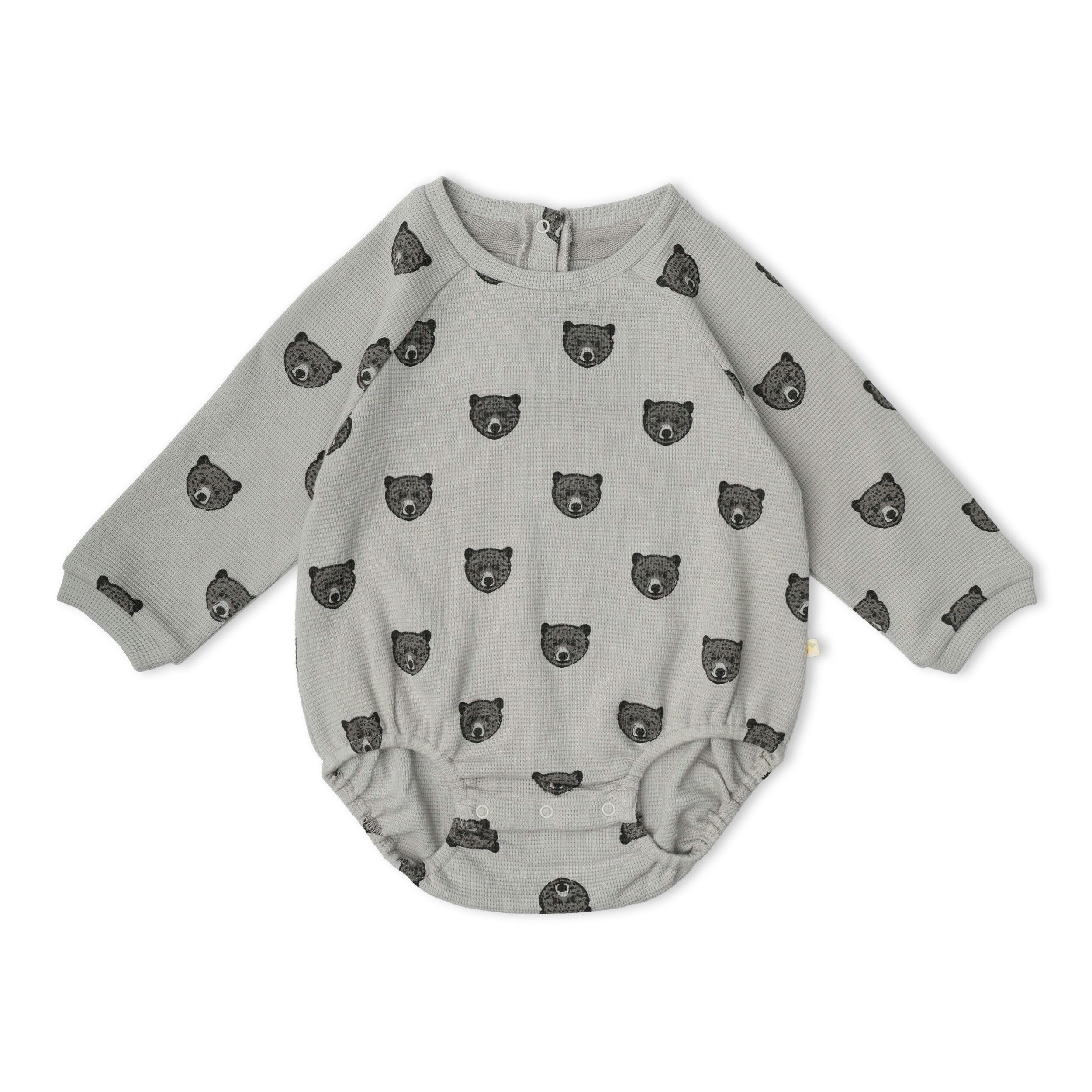 Organic Long Sleeve Bubble Romper - Woodland Bear