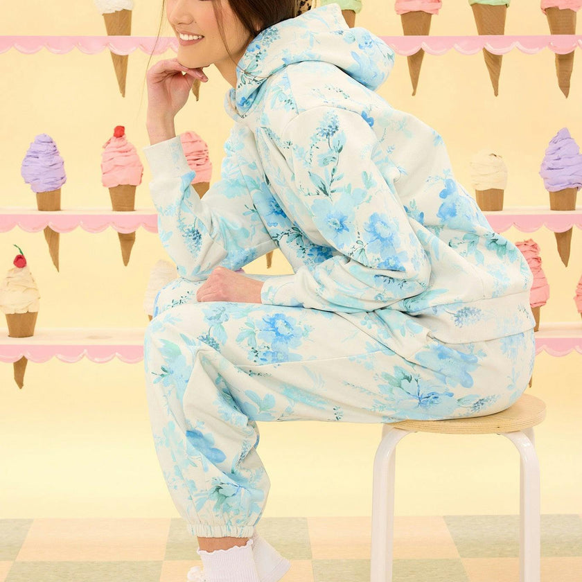 Kian Jogger Sweatpants in Blue Aquarelle Fleur