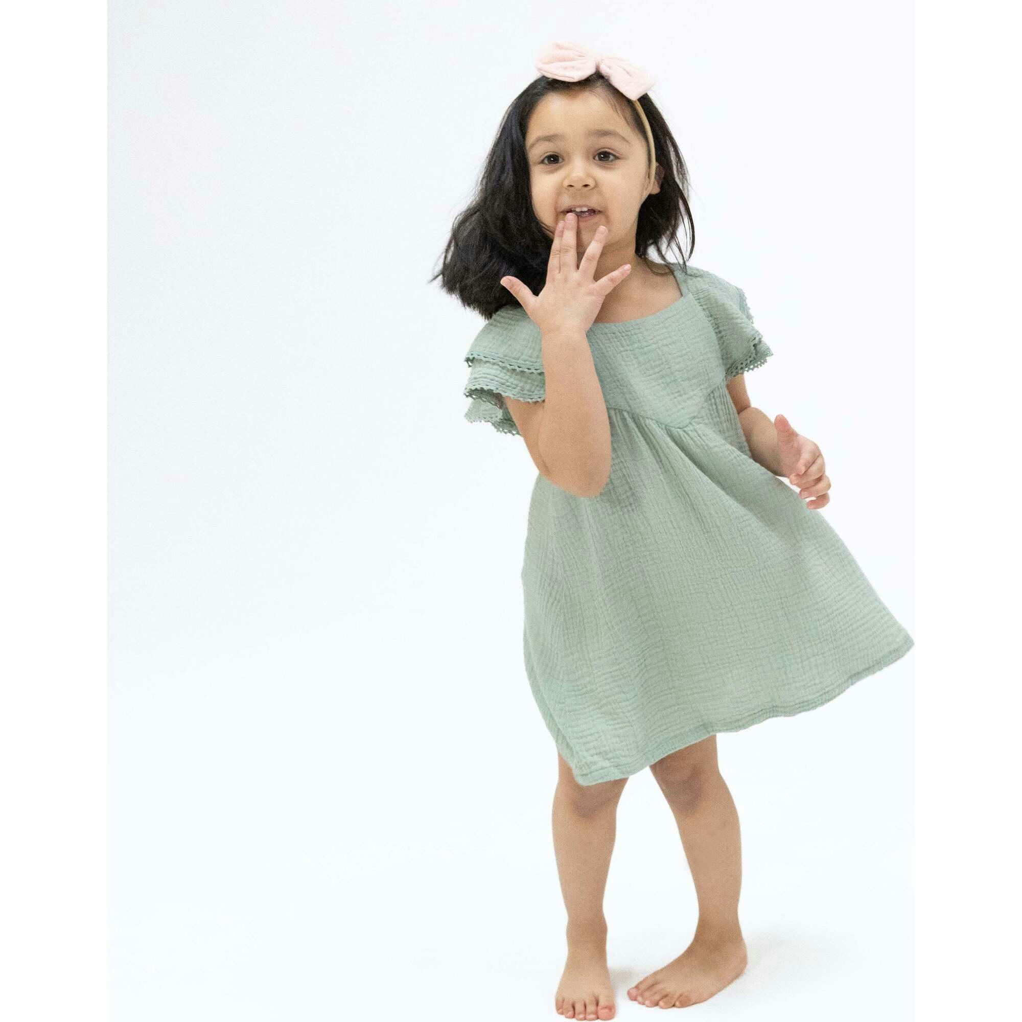 Solid Muslin Jadeite - V-Neck Dress and Bloomer