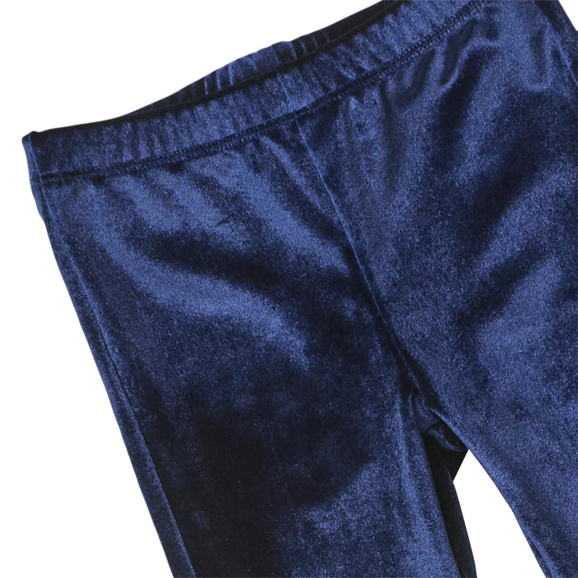 Girls Velour Legging - Navy