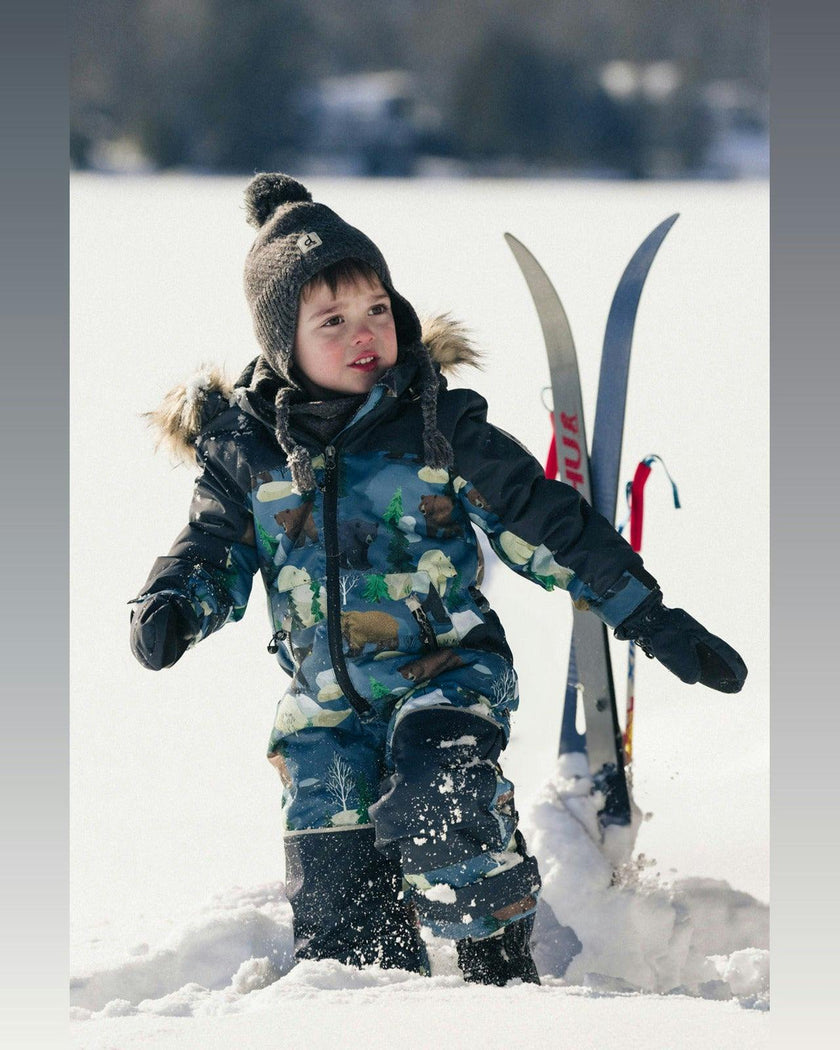 Kids One Piece Discover Snowsuit Blue Bear Print