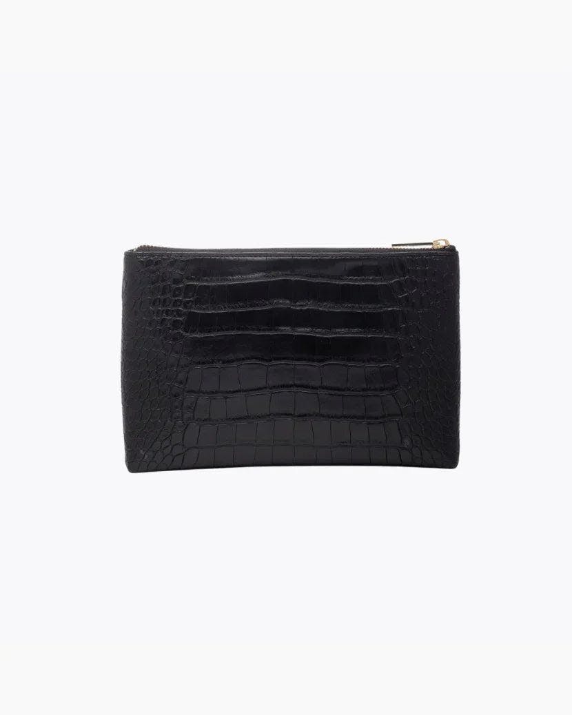 Insulated Small Snack Pouch, Black Croc