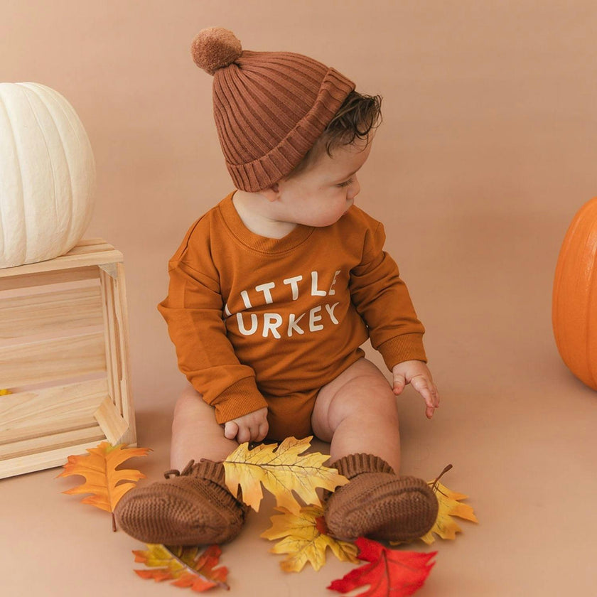 Little Turkey Thanksgiving Long Sleeve Romper