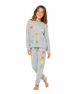 Hacci Sweatshirt with Assorted Color Glitter Chenille Bow Patches