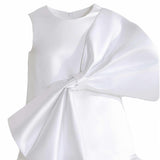 White Dahlielle Satin Bow Dress