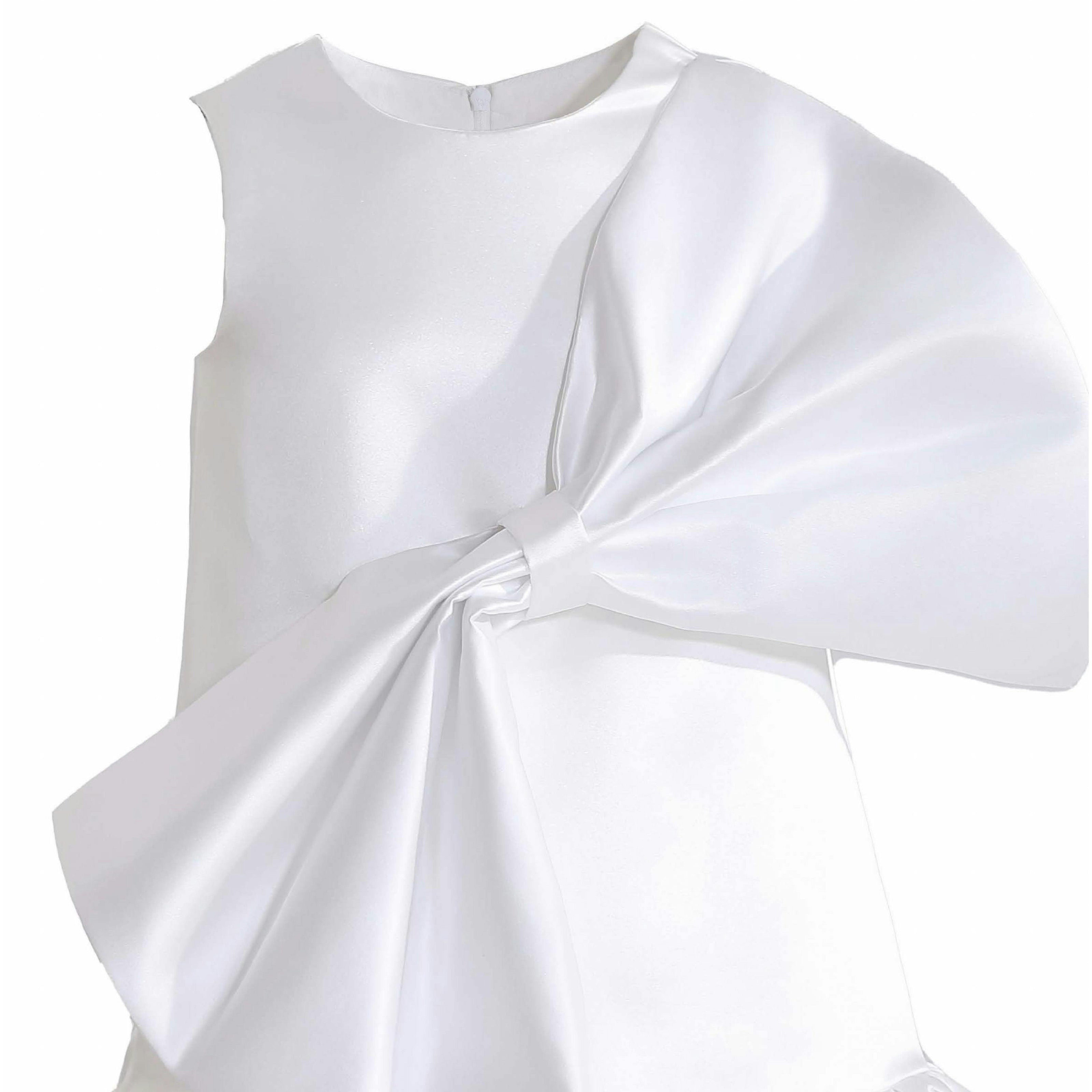 White Dahlielle Satin Bow Dress