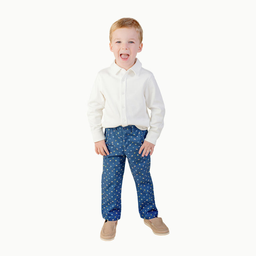 Boys' Knit Button Down in White