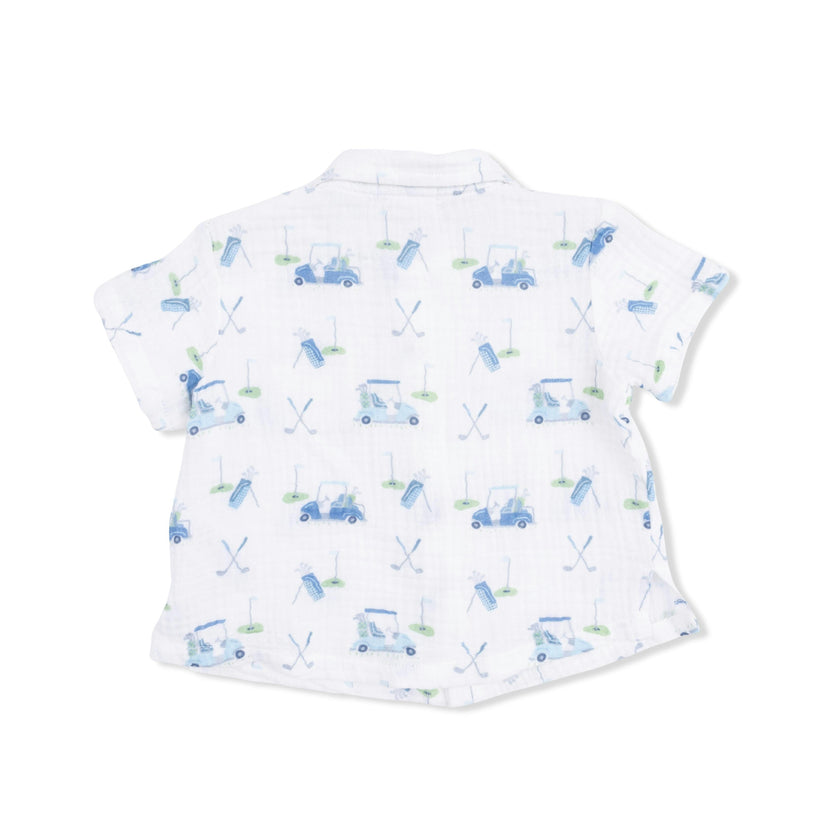 Baby Golf Carts Blue - Polo Button Up with Casual Short