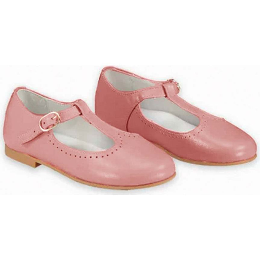 Pink Leather Girl T-Bar Shoes, Pink