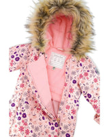 Baby One Piece Snowsuit Adapted For Car Seats Pink Mini Flower Print