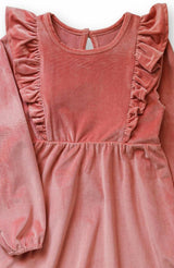 Rose Stretch Corduroy Carina Ruffle Dress