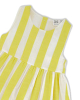Sleeveless Dress White And Yellow Stripes