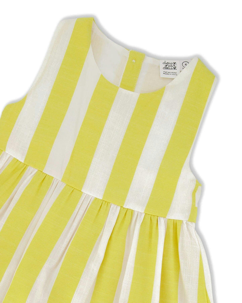 Sleeveless Dress White And Yellow Stripes