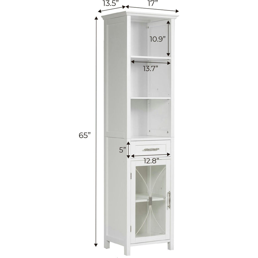 Delaney Wooden Linen Cabinet with Drawer and Open Shelves