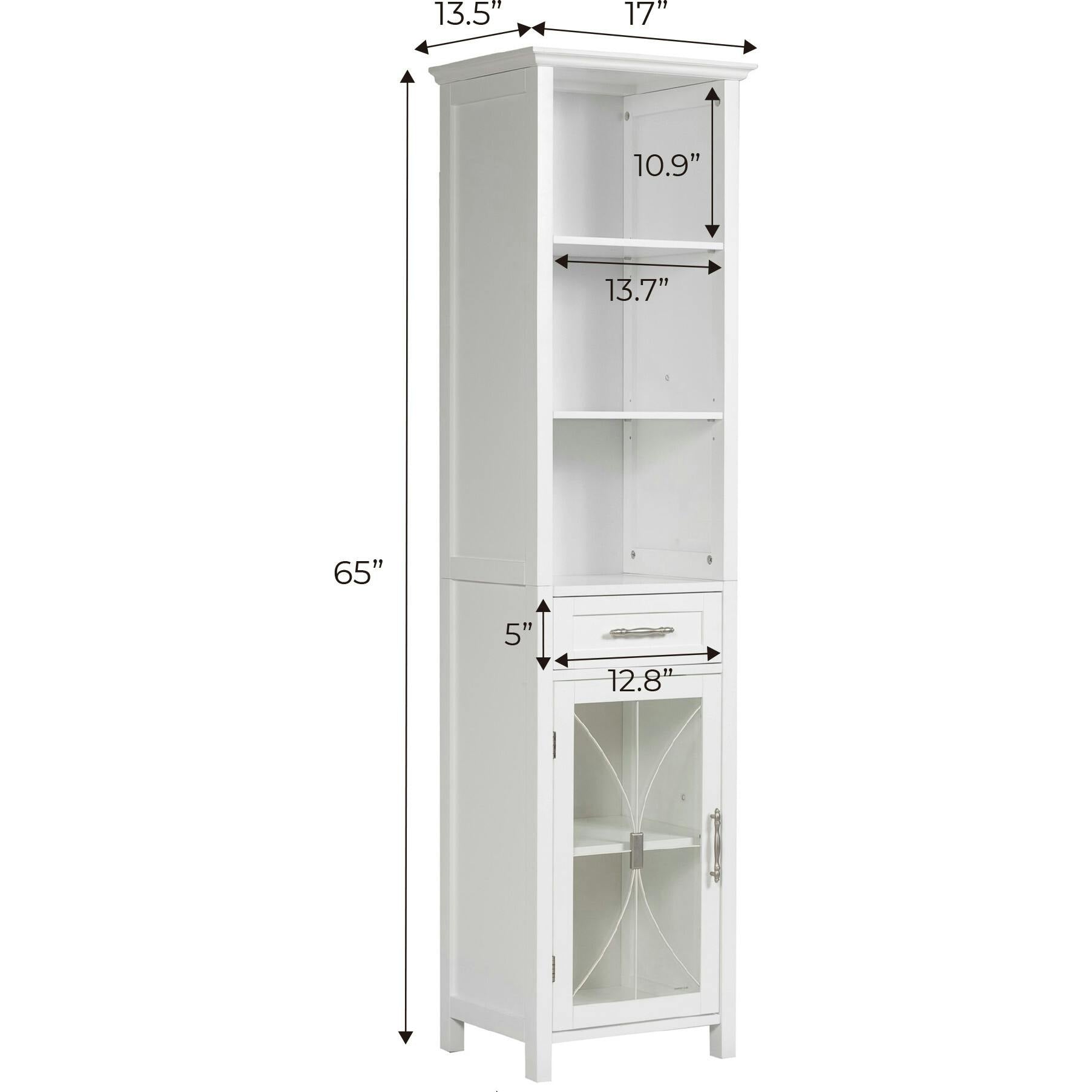 Delaney Wooden Linen Cabinet with Drawer and Open Shelves