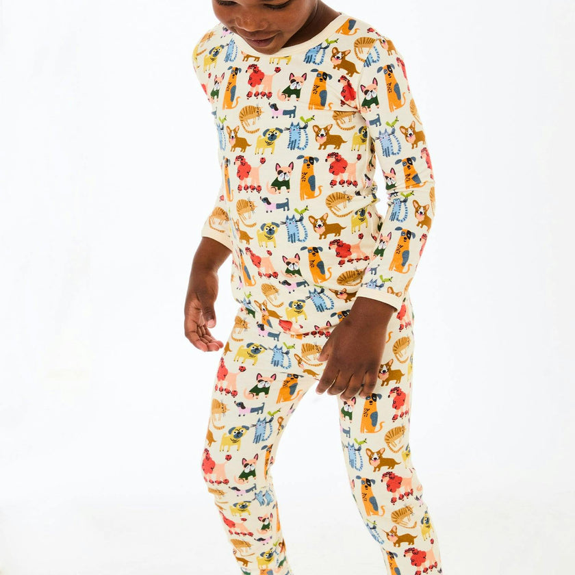 Long Sleeve Pajama Set - Cats + Dogs
