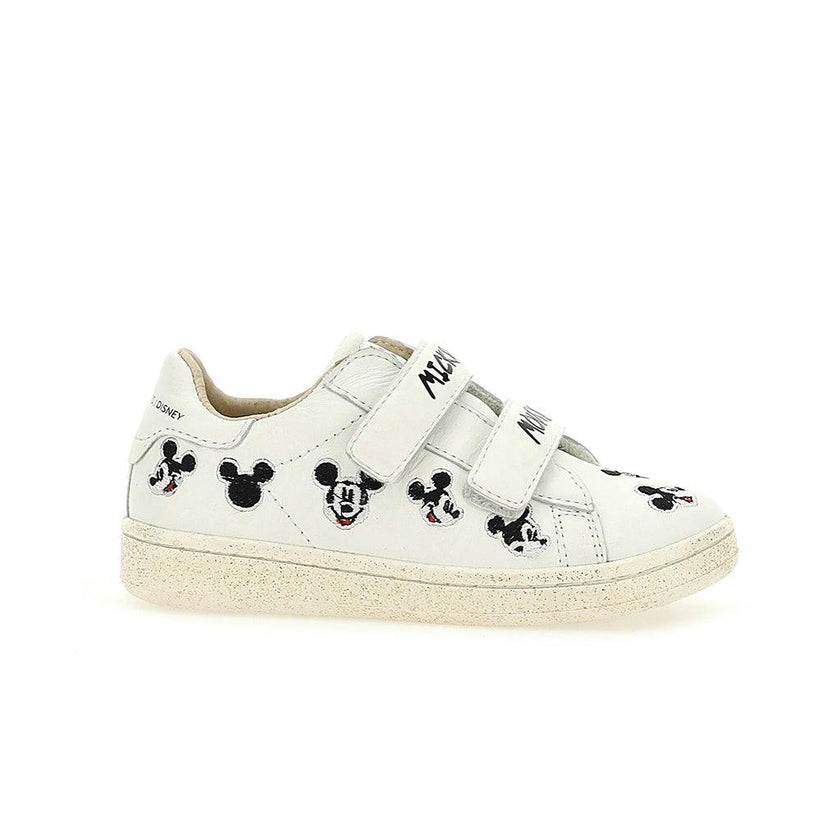 White Logo Trim Mickey Velcro Sneakers