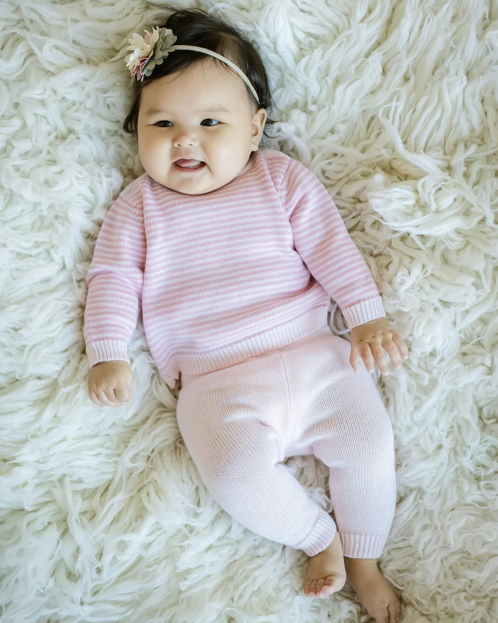 Baby Knit Sweater and Pant Set Pink Stripe