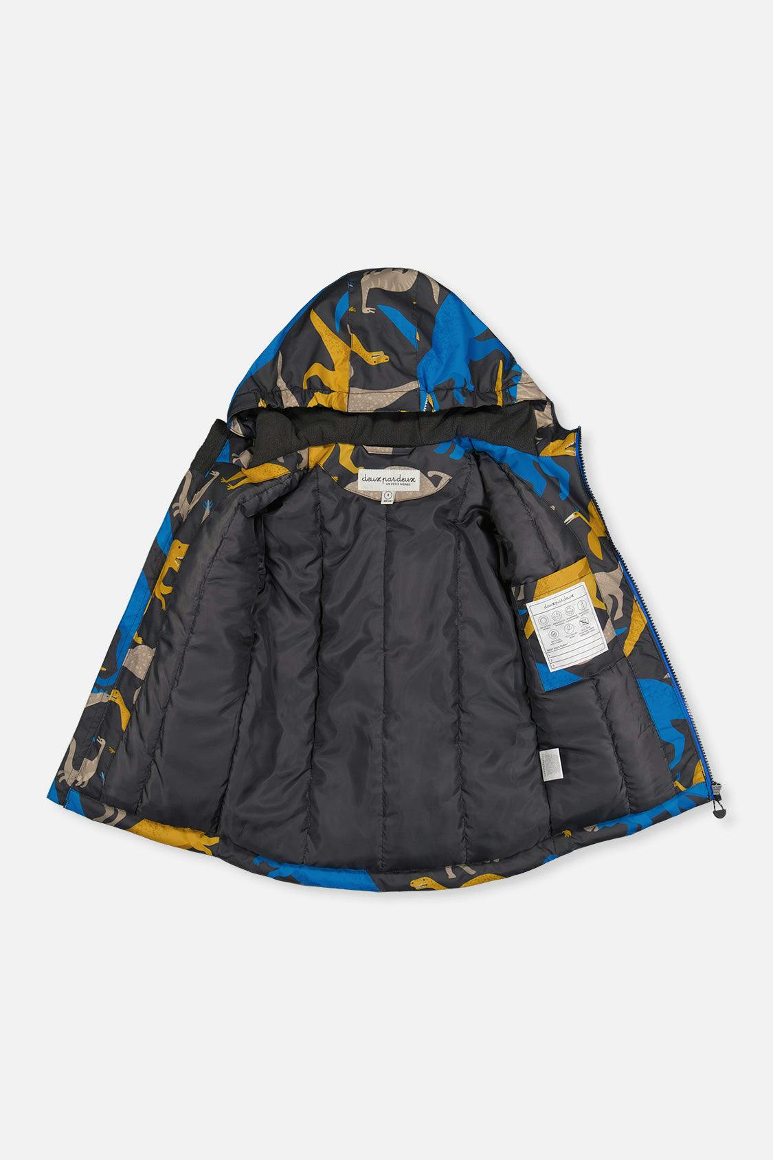 Light Weight Two Piece Chill Snowsuit Grey And Blue Dinosaur Print