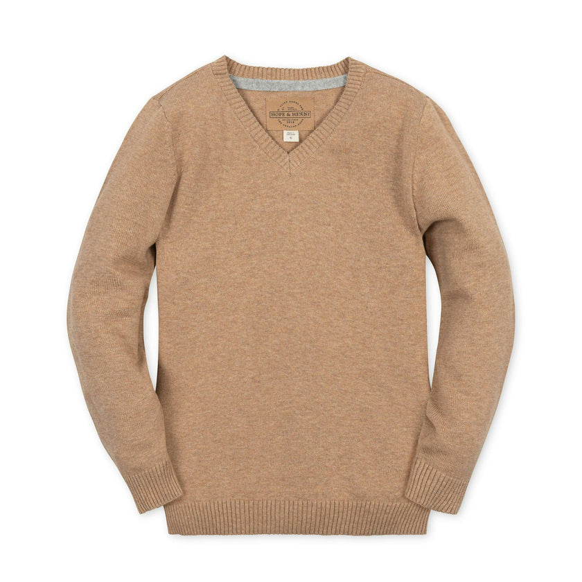 Organic V-Neck Sweater with Elbow Patches