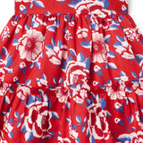 Floral Ruffle Sleeve Dress, Red
