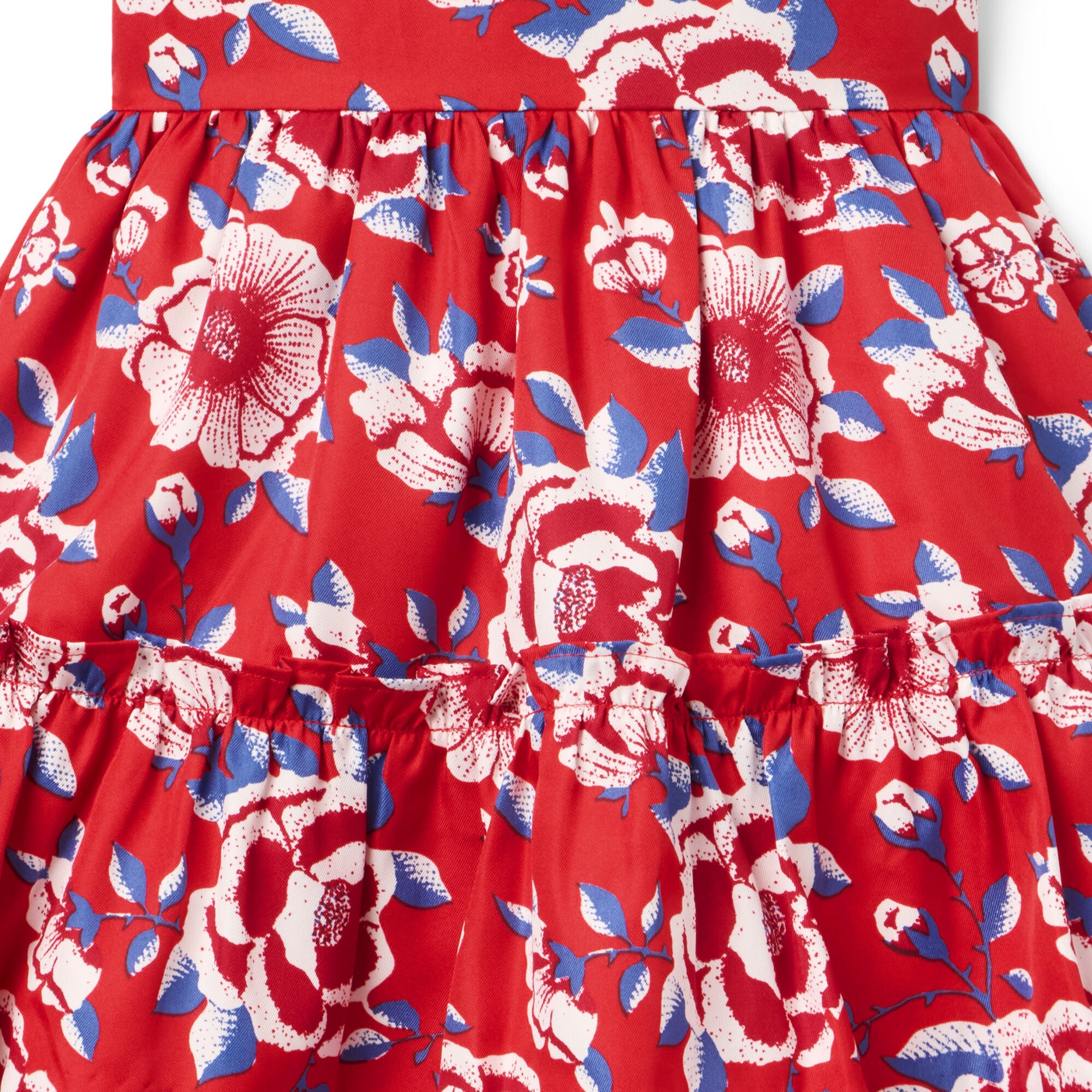 Floral Ruffle Sleeve Dress, Red