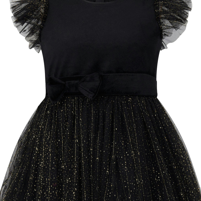 Wednesday Velvet & Glitter Tulle Party Dress
