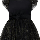 Wednesday Velvet & Glitter Tulle Party Dress