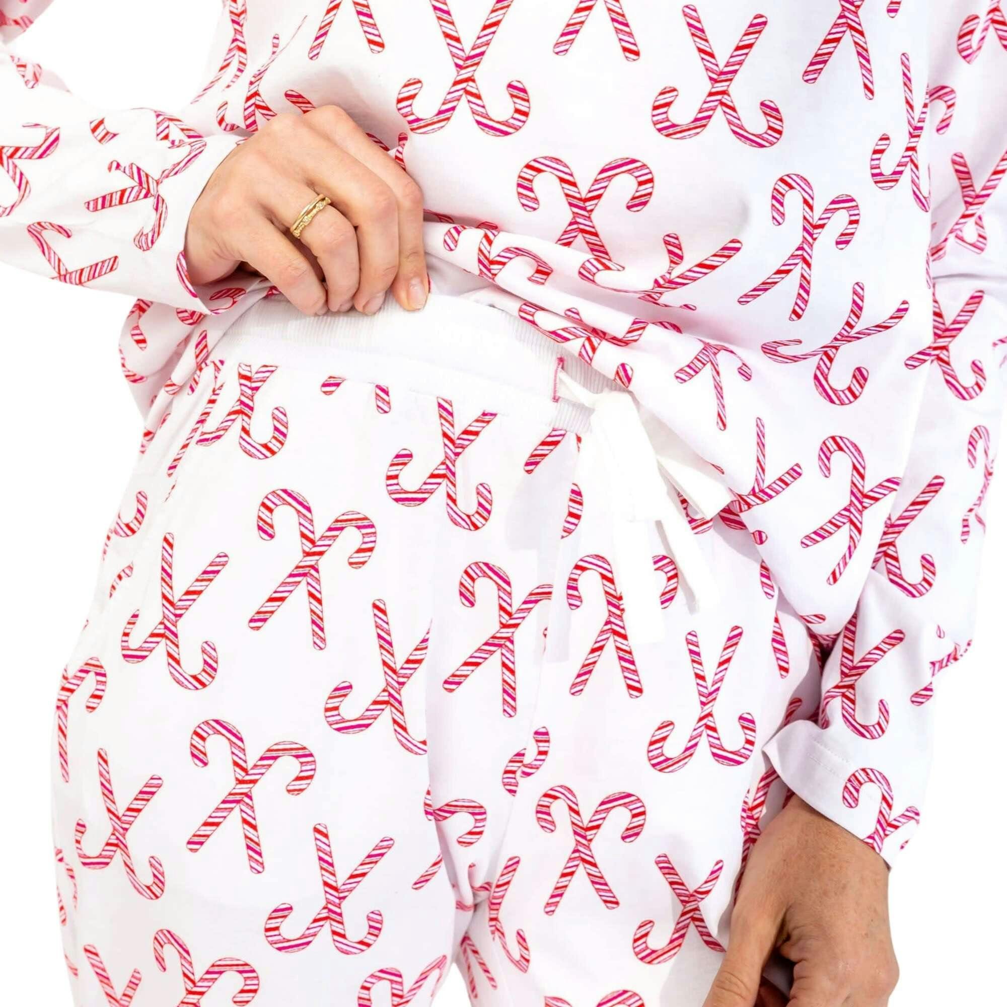 Women's Candy Cane Pajama Shirt and Pant Set