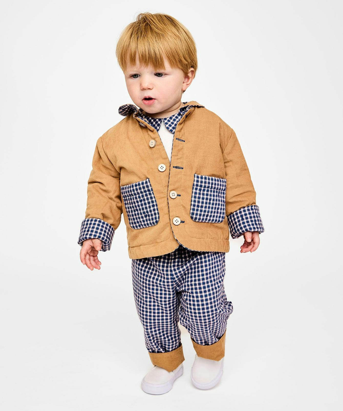 Reversible Pant, Marine Tiny Check