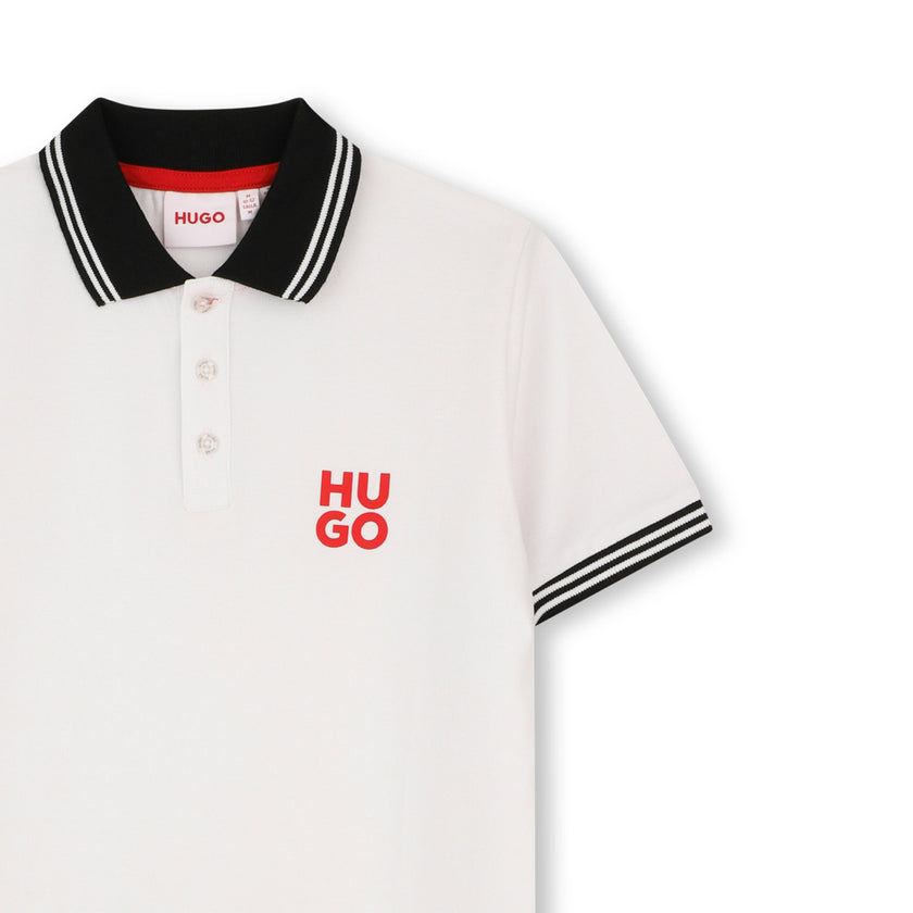 White Contrast Collar Polo