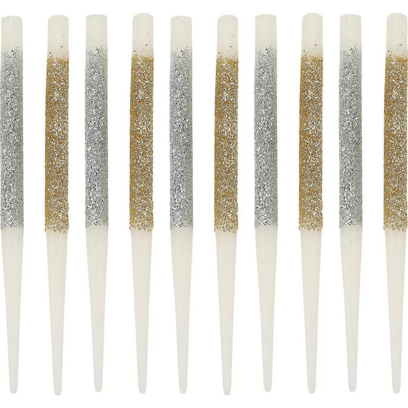 Metallic Glitter Birthday Candles (set of 10)