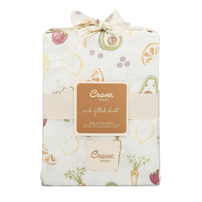 Clementine Fruits & Veggies Cotton Fitted Crib Sheet