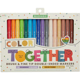 Color Together Double-Ended Markers - Brush & Fine Tip - Set of 18