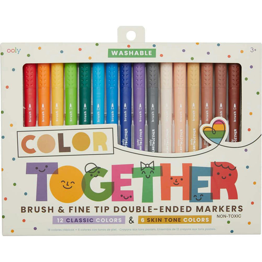 Color Together Double-Ended Markers - Brush & Fine Tip - Set of 18