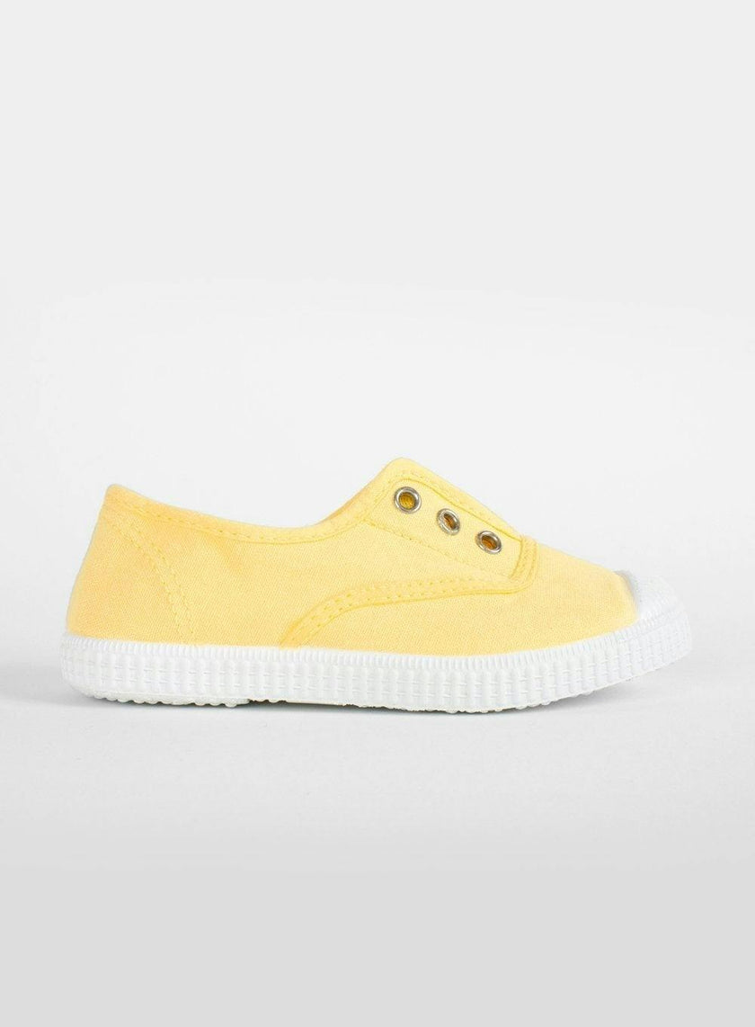 Hampton Canvas Plum Plimsolls in Lemon