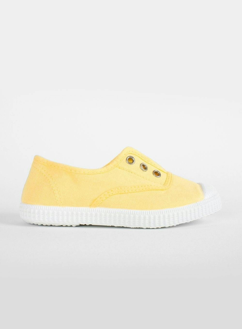 Hampton Canvas Plum Plimsolls in Lemon