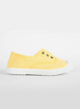 Hampton Canvas Plum Plimsolls in Lemon