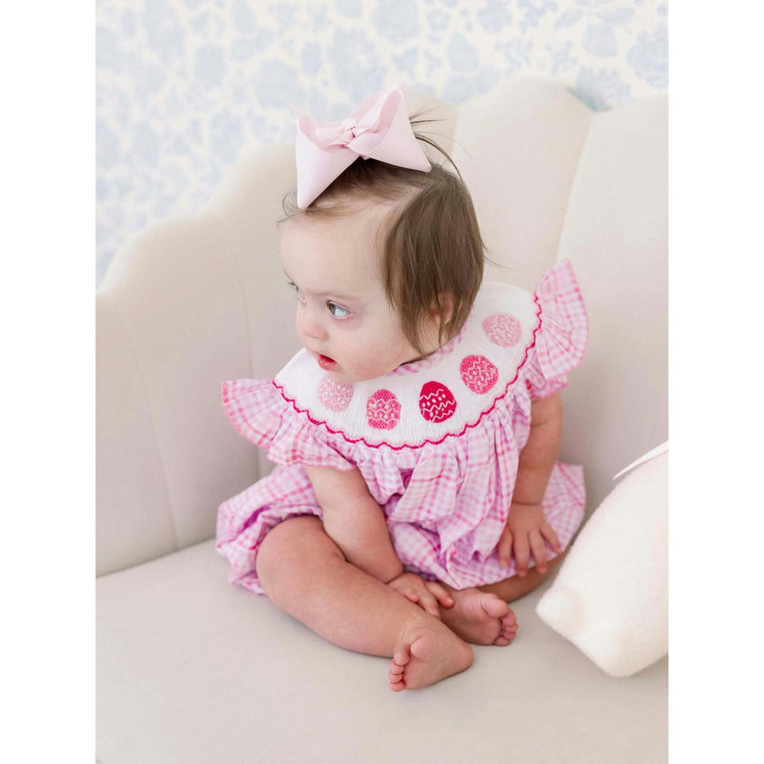 Pink Easter Egg Smocked Bubble